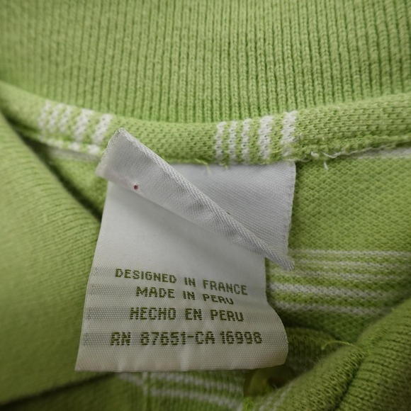 Lacoste Polo Shirt Mens 7 2XL Green White Striped Crocodile Short Sleeve Golf - Picture 6 of 10